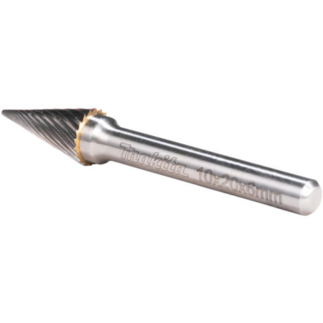 Makita B-52831 Fresa Cono Appuntito 10x20 mm Ø6 mm 3/8x3/4" Ø1/2" Dente Singolo
