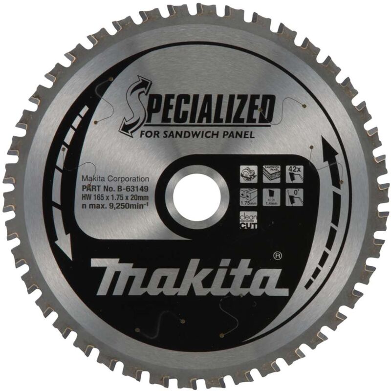 Accessoires - Lame de scie circulaire pour panneaux sandwich, 165x20 mm, 42 dents B-63149 - Makita