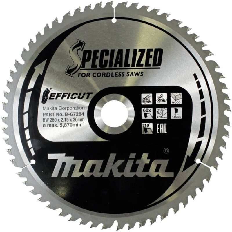 Makita - B-67284 Lama circolare 260 x 30 x 2.15 mm Numero di denti: 60 1 pz.