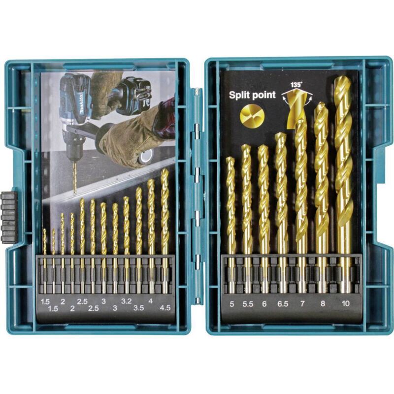 Makita B-67795 Kit punte a spirale da metallo 1.5 mm, 2.0 mm, 2.5 mm, 3.0 mm, 3.2 mm, 3.5 mm, 4.0 mm, 4.5 mm, 5.0 mm, 5