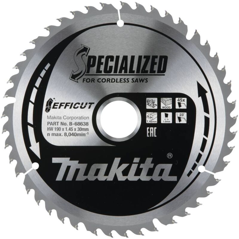 Makita B-68638 Lama circolare 190 x 30 x 1.45 mm Numero di denti: 45 1 pz.