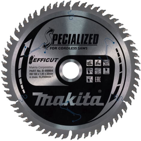 Makita B-69864 Hoja sierra circular Efficut TCT 165x20 mm 60T 1,85 mm Madera