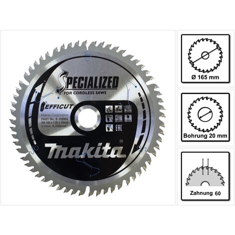 Makita  B-69864 Kreissägeblatt 165 x 20 x 1.85 mm Zähneanzahl: 60 1 St.
