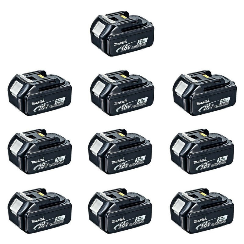Pack de 10 Batteries 18V Li-Ion lxt 3.0 Ah avec indicateur de charge BL1830B Makita