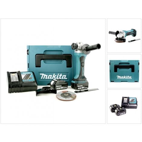 Makita DGA513RTJ Kit Smerigliatrice Angolare 2 Batterie con Caricabatterie  e Valigetta - Nera