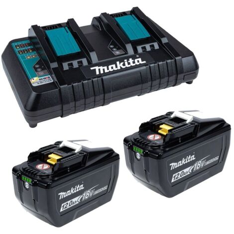 Makita BL18120 18v 2 x LXT 12.0ah Li-Ion Batteries + DC18RD Dual Port Charger
