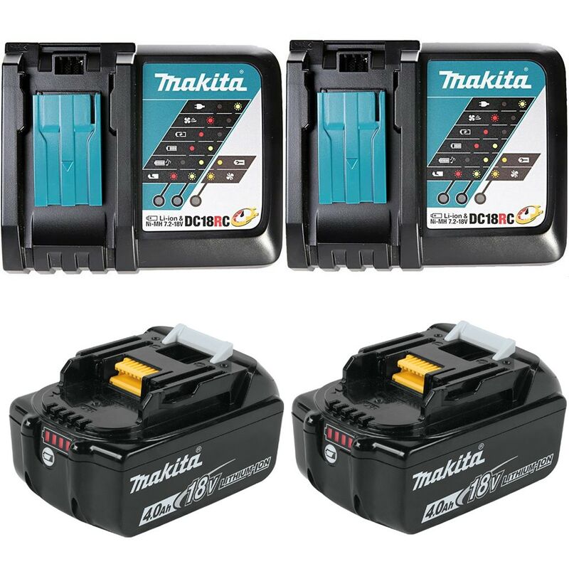Makita BL1840 18v 2x LXT 4.0ah Lithium Batteries + DC18RC Dual Pack Fast Charger