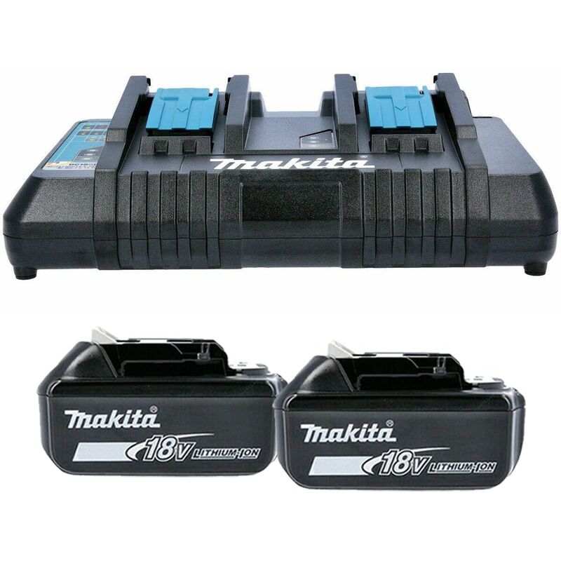 2 batteries au lithium-ion BL1850 18 v lxt 5 Ah, avec chargeur deux batteries DC18RD - Makita