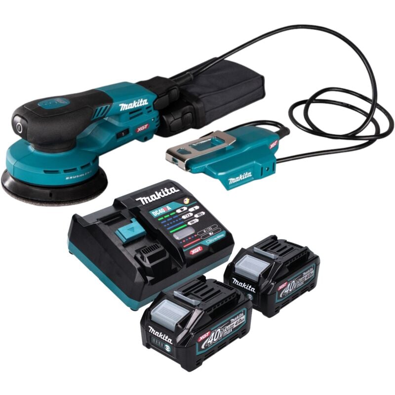 Bo 003 CGM201 Ponceuse excentrique sans fil 40 v max. 125 mm 3,0 mm course Brushless + 2x batterie 4,0 Ah + chargeur - Makita