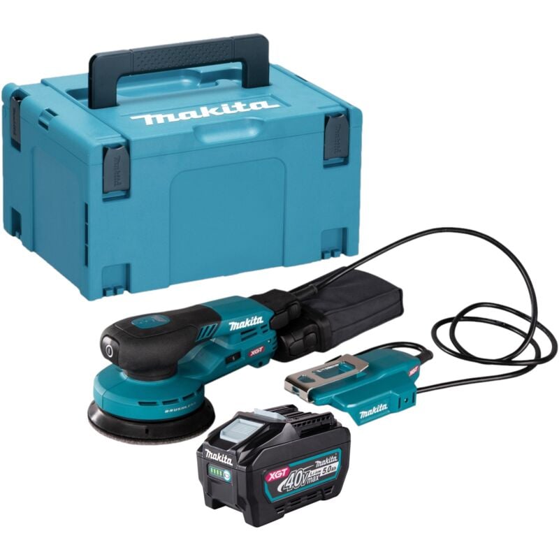 Bo 003 CGT101 Ponceuse excentrique sans fil 40 v max. 125 mm 3,0 mm course Brushless + 1x batterie 5,0 Ah + Makpac - sans chargeur - Makita