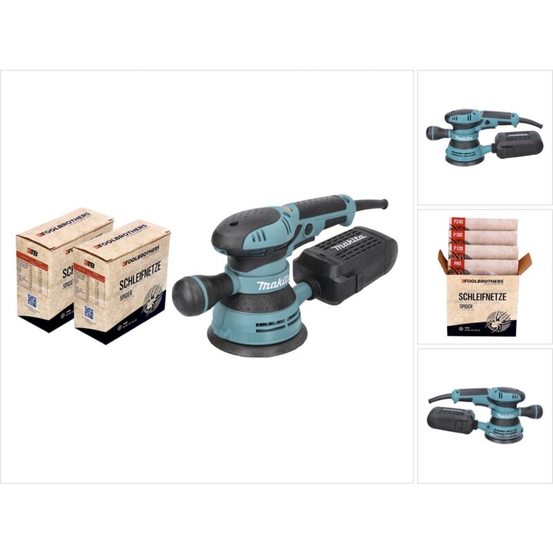 Image of Bo 5041 Exzenterschleifer / Schleifmaschine 300 w 125 mm + 2x Toolbrothers spider Netzschleifmittel Set - Makita