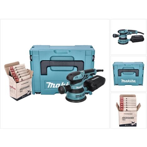 Makita BO 5041 J Exzenterschleifer Schleifmaschine 300 W 125 mm + Toolbrothers TURTLE Schleifset + Makpac