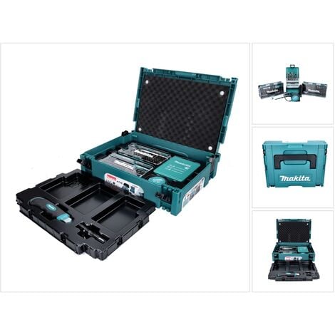 Makita Bohrer- und Bitset 116 tlg Set ( B-49884 ) Taschenlampe / Ratschenschraubendreher / Schnellwechsel Bithalter / Maßband / Cuttermesser / Makpac