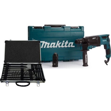 MAKITA Bohrhammer HR2630TX12 800 W SDS-Plus  26 mm 2,4 J Bohren, Schlagbohren und Meißeln inkl. Makita Bohrer- und Meißel-Set
