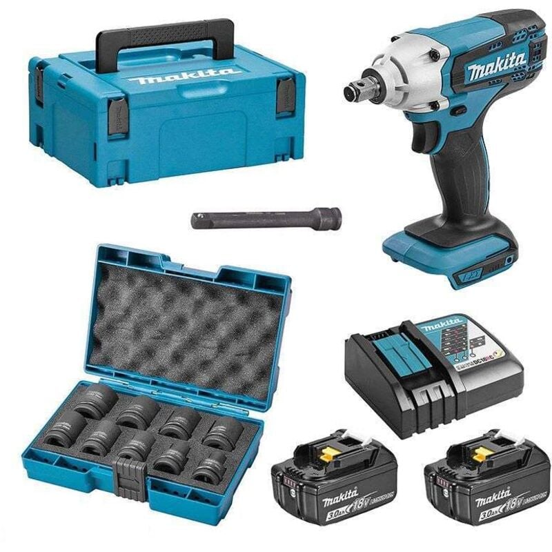 Boulonneuse à chocs 18V 190Nm 1/2' (2x3,0 Ah) avec accéssoires en Makpac Makita DTW190JX3