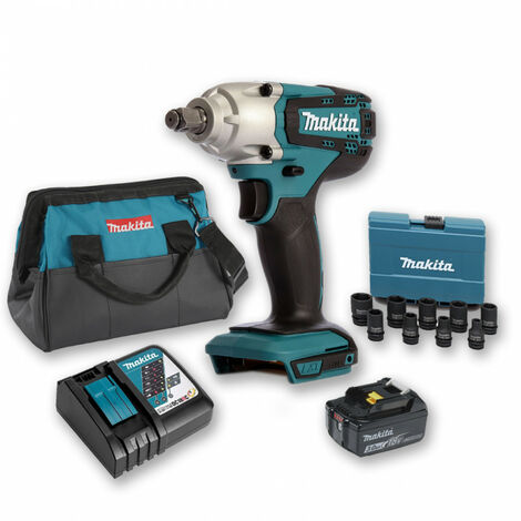 Makita – Boulonneuse à chocs 18V 190Nm 1/2" – Avec 1 batterie 3Ah – Coffret 9 douilles – Moteur Brushless pour usage intensif