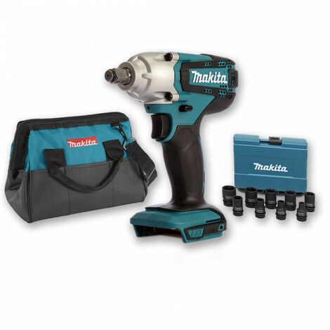 Makita – Boulonneuse à chocs 18V 190Nm 1/2" – Moteur Brushless – Vitesse variable – Éclairage LED – Coffret 9 douilles et sac de transport