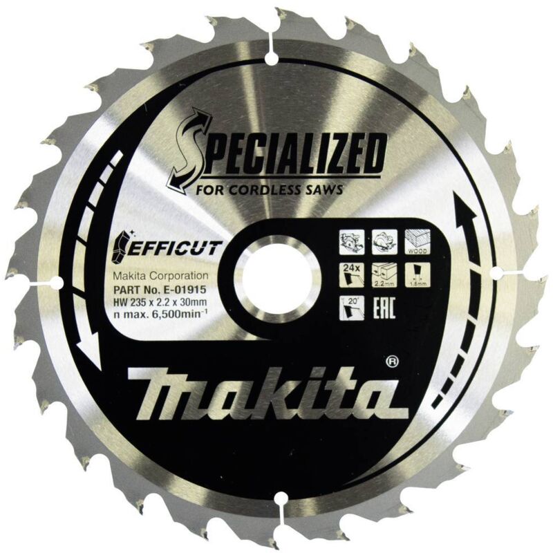 E-01915 Lame scie circulaire Efficut tct 235x30 mm 24 dents 2,2 mm Bois - Makita