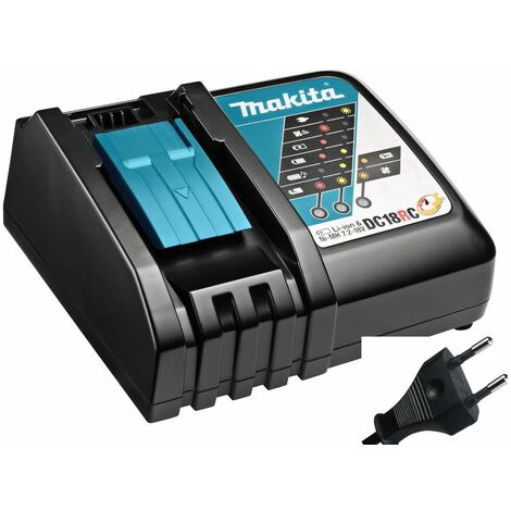 Makita – Chargeur rapide 220V pour batteries Li-ion 14,4V/18V – Ventilation intégrée pour durée de vie prolongée – Compatible avec plusieurs modèles - DC18RC