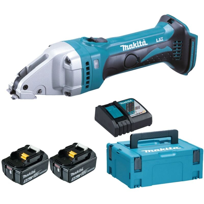 Makita - Cisaille À Tôle Sans Fil Djs101Rtj 18 V, 2X 5.0 Ah Et Chargeur En Makpac 2