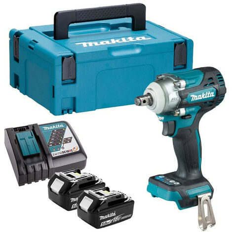 Makita – Clé à chocs sans fil 18V avec 2 batteries 5.0Ah – Couple max 330Nm – Moteur Brushless – Technologie XPT pour conditions difficiles - DTW300RTJ