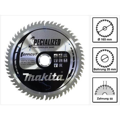 Makita CMSF16560E SPECIALIZED EFFICUT Sägeblatt 165 x 1,85 x 20 mm ( B-69864 ) 60 Zähne für Holz