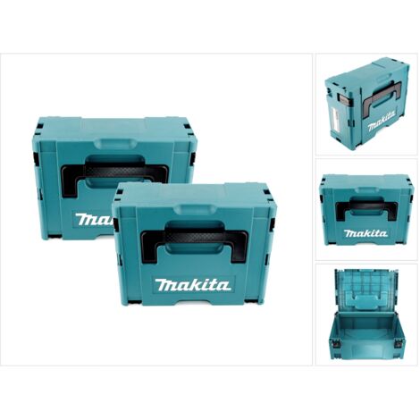 Makita – Coffret à outils en plastique MAKPAC 2 – 2 pièces – Dimensions 295x395x155mm – Compatible avec Systainer – Mécanisme à clic