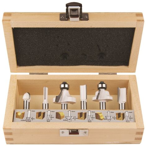 Makita – Coffret de 6 fraises pour défonceuse et affleureuse – Diamètre de queue 8 mm – Pour bois dur et teck – Coupe nette sans éclat