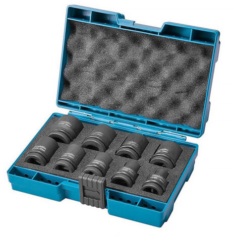 Makita – Coffret de 9 douilles 1/2'' pour boulonneuses à chocs – Longueur 38mm – Haute qualité pour durabilité – B66232