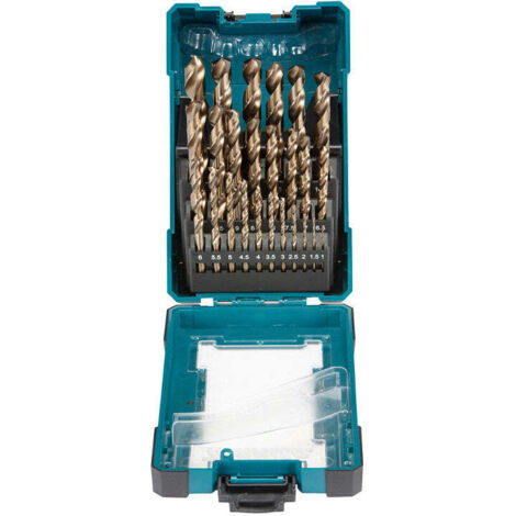 Makita – Coffret de forets HSS-CO 5% pour métal et inox – 25 forets de 1,0 à 13,0 mm – Angle de pointe 135° – D67577