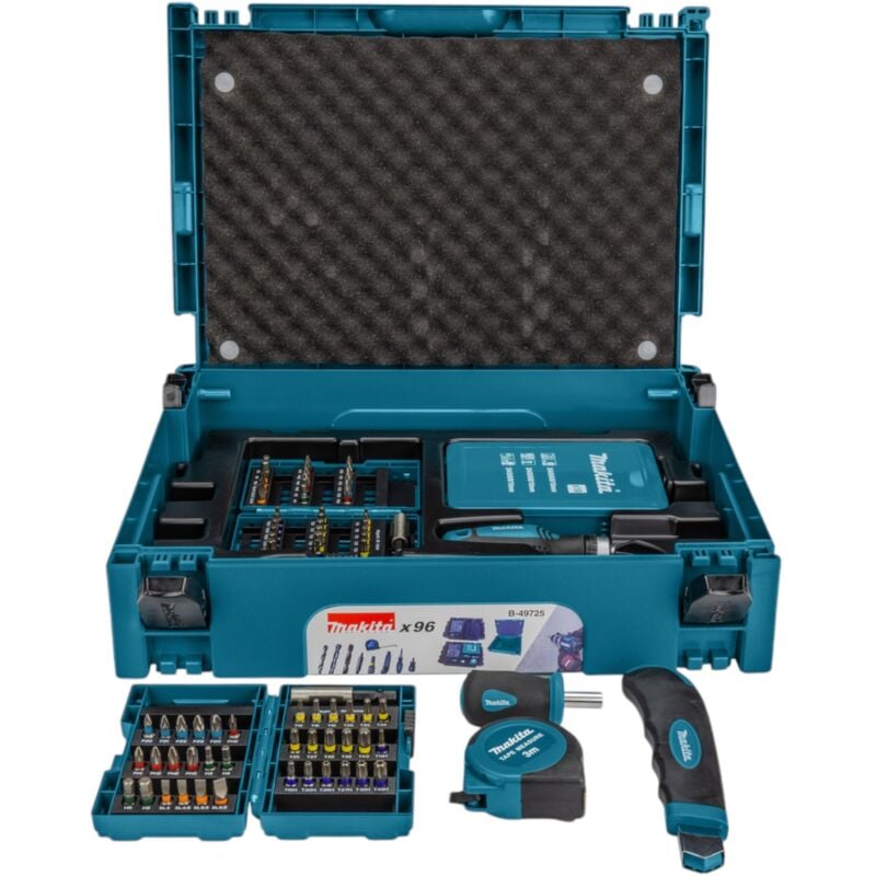 Makita - B-49725 Jeu de forets 96 pièces + Makpac ( Cutter Maband Tournevis à poing Tournevis à cliquet Porte-embouts )