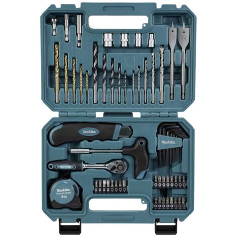 Makita – Coffret multi-outils 60 pièces E15095 – Forets à métaux, bois et pierre – Embouts hexagonaux et douilles – Pour travaux intensifs