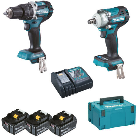 Makita Combo DHP484Z + DTW300Z BL 18V LXT 5Ah 3 bat. MakPac brand