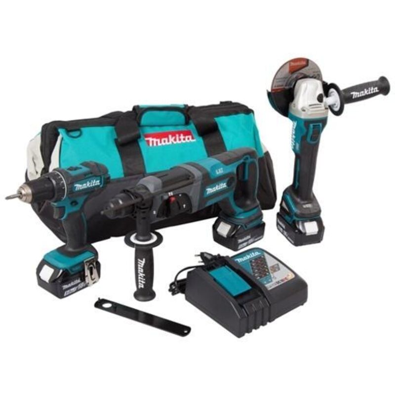 Makita zestaw combo 18v dlx3078tx1 (ddf482+dga504+dhr241) 3x5.0 torba
