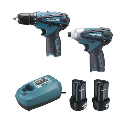 Makita - Combo Kit Taladro atornillador DF330D y atornillador de impacto TD090D (10.8V 1.3Ah Li-Ion, 2 unidades) - LCT204J