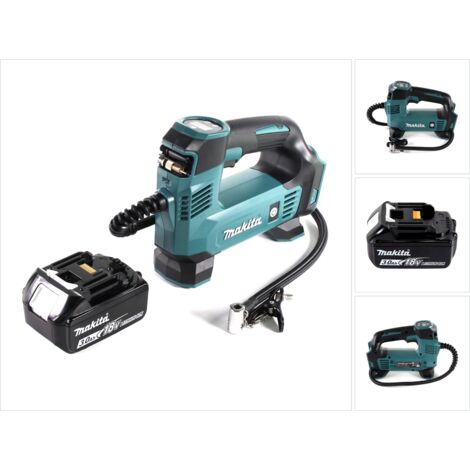 Makita – Compresseur sans fil 18V 8,3 bars – Débit 12 l/min – Compact et léger – Avec batterie 3,0Ah – Arrêt automatique à pression souhaitée