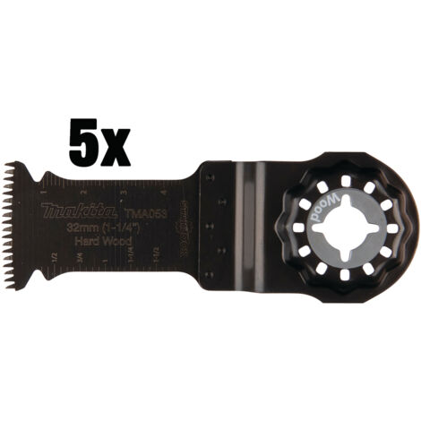 Makita – Couteau de plongée 32 mm B648705 – Pack de 5 lames Starlock – Pour coupes précises dans bois dur et stratifié – Longueur 50 mm