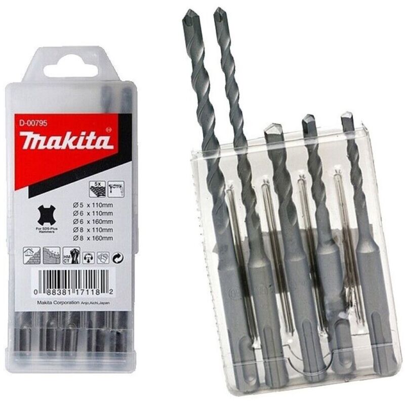 D-00795 Set Power Drill For SDS-Plus Hammers 5,6,8 x 110mm 6,8 x 160 - Makita