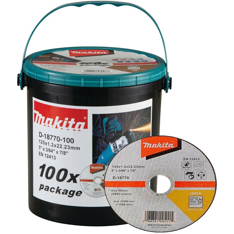 D-18770-100 (pkt of 100) Cutting disc (Inox) 125mm x 1.2mm x 22.23mm - Makita