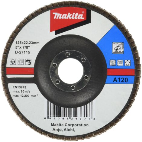 Makita D-27115 - Disco de laminas 125 curvo de oxido de aluminio grano 120 con cuerpo de fibra de vidrio