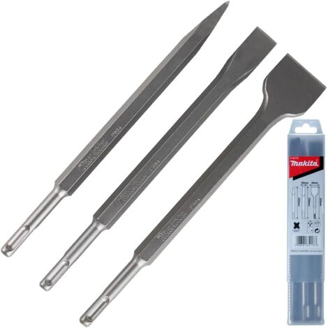 Makita D-30134 3 Piece SDS Plus Point Bullet Cold Flat Chisel Set Masonry 250mm