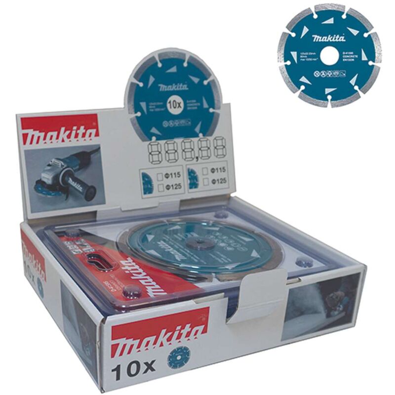 Accessori - Set di dischi da taglio diamantati per cemento 125x22,2 mm, 10 pz D-41595-10 - Makita