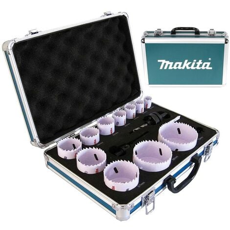 Makita D-47298 14 Piece Plumbers Holesaw Set 19mm - 75mm 2 Arbors + Metal Case