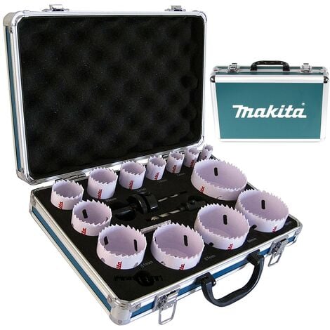 Makita D-47307 16 Piece Plumbers Holesaw Set Bi-MetaL 16mm - 76mm 2 Arbors +Case