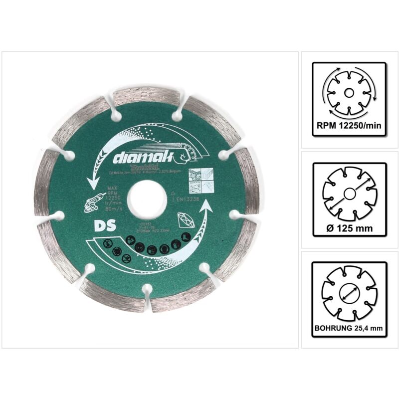 D-61139 Lama diamantata segmentata da 125 mm, Multicolore - Makita