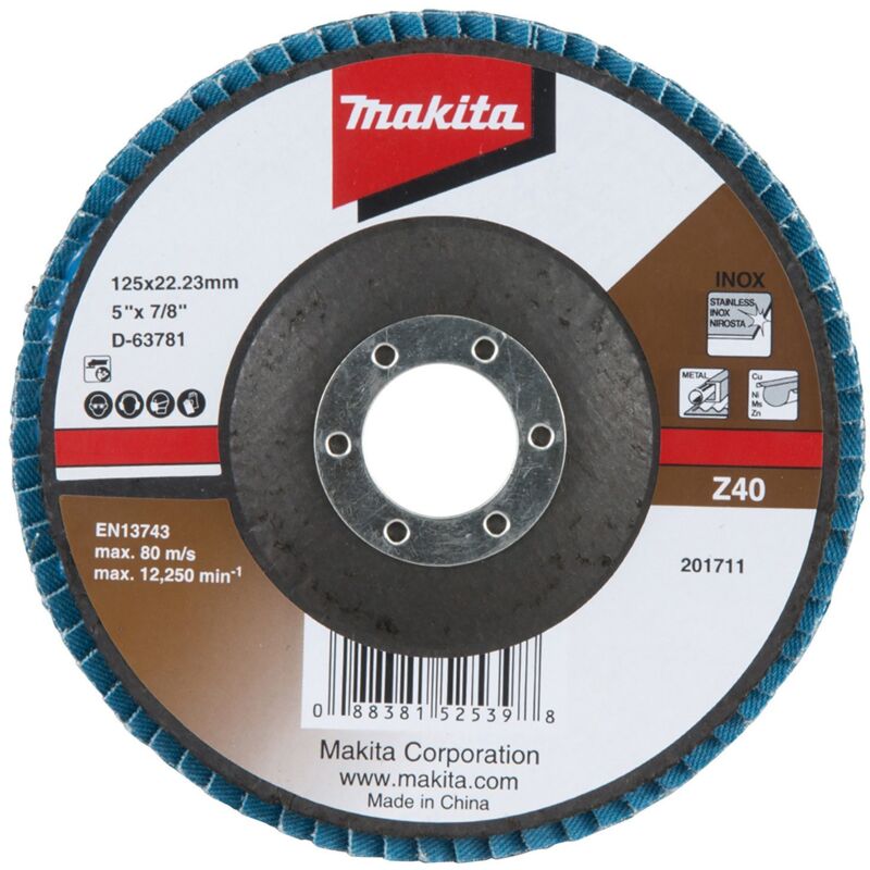 Disque à rabat MAKITA D 63781 Aluminium zircone 125 mm Grain