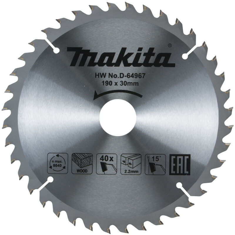 Makita - D-64967 - disco tct 190/30/40T madera