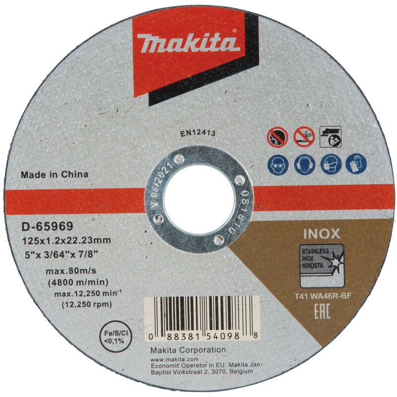 D 65969 10 Lames de coupe en acier inoxydable. 125x10x22 10 pièces Makita