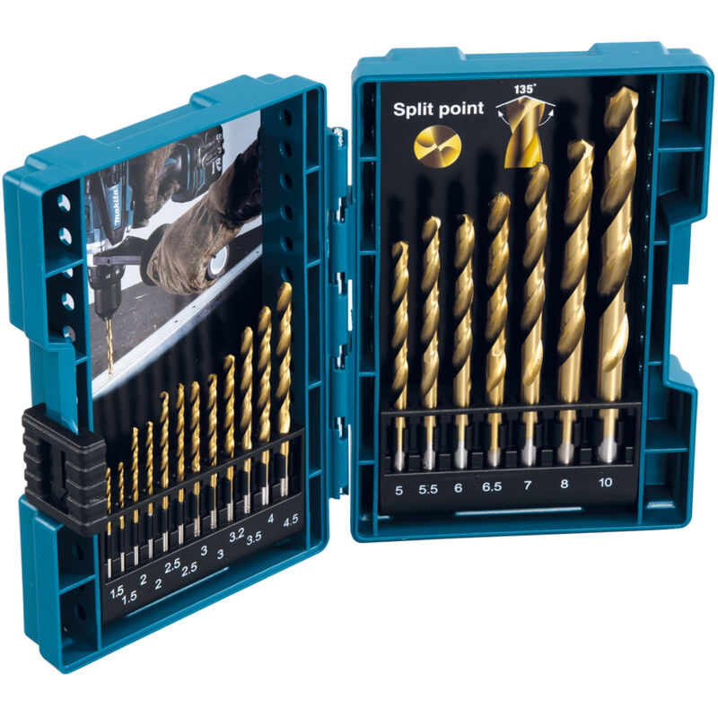 Image of Makita - D-67527 hss-tin Jeu de forets à métaux 19 pièces