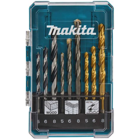 Makita D-71962 Set de 9 punte con le misure più comuni (5, 6, 8 mm) per materiali de Legno, metallo e Pietra.